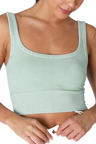 NIKIBIKI Women Seamless Vintage Chevron Ribbed Crop Top, Made in U.S.A, One Size2