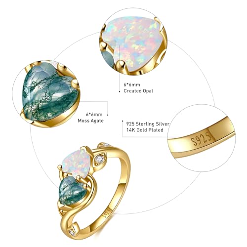 1.6ct Heart Pear Shaped 925 Sterling Silver Rings, Toi et Moi Engagement Ring with Round Cubic Zirconia for Women, 14k Gold/Rhodium Plated Aquamarine Emerald Amethyst Garnet Band, Size 5-94