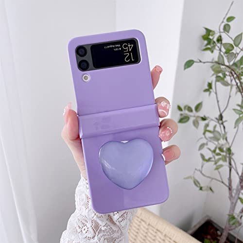 Coque de luxe brillante avec support cœur pour Samsung Galaxy Z Flip 4 5G