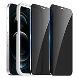 2 Stück iPhone 12 Sichtschutzfolie, Bruchsicher, Volle Kantenabdeckung, Blasenfrei, 9H-Härte Anti-Spionage Hartglasfolie für iPhone 12/iPhone 12 Pro 6,1