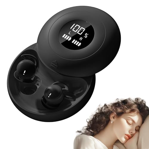sunvito Schlafkopfhörer, Mini Kopfhörer zum Schlafen Kabellose Bluetooth 5.4 Flüssiges Silikon kopfhörer schlafenfür Seitenschläfer, Leistungsanzeig für Trainieren,...