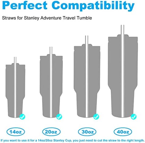 6pcs Replacement Straws for Stanley Adventure Travel Tumbler, Reusable Clear Straws with Cleaning Brush, Compatible with Stanley 40 30oz Stanley Cup Stanley Water Jug BPA-Free