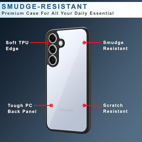Image of CEDO Backcover for Samsung Galaxy S25 (5G) | Camera Protection Bump Shockproof Edge | Ultra Hybrid Transparent Acrylic Clear TPU+PC Hard Backcase Cover (Black)