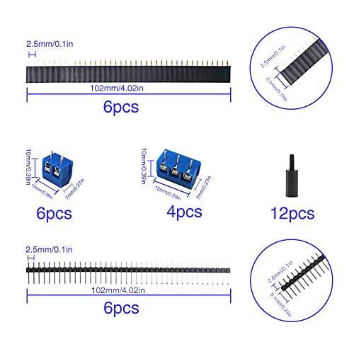 VooGenzek 46 Pieces Double-Sided PCB Kit, 12 Pieces Double Sided PCB Prototype Boards, 12 Pieces Male/Female Plugs, 10 Pieces 2/3 Pin Screw Terminal Block, 12 Pieces Nylon Column