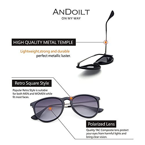ANDOILT Vintage Polarized Sunglasses for Women Men UV Protection Retro Round Mirrored Lens4