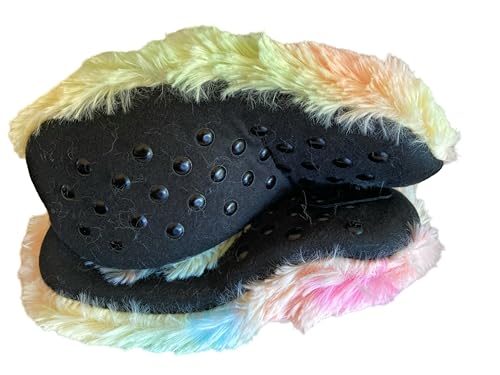 Fuzzy Babba Girls Slipper Socks Multicolor Cotton Candy Llama Style ~ Shoe size 11-2.5 ~ Sweet Llama Face Rainbow colors.3