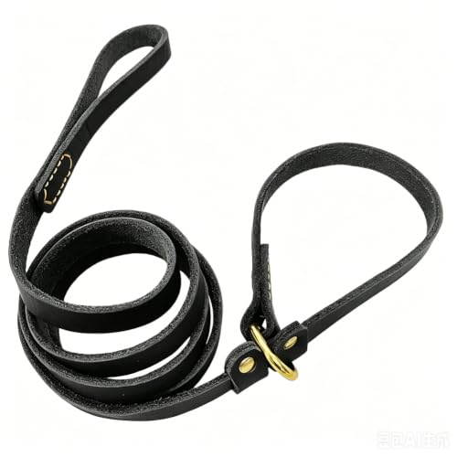 LWBMG 5.6ft Leather Dog Leash, Real Leather Slip Lead, Soft Adjustable Dog Training Leash for Small...