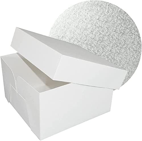 Culpitt 12" Round Silver Cake Drum Board & White Cake Box Combo
