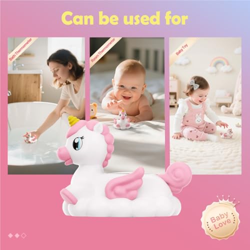 Image of Baby Bath Thermometer Newborn Digital Unicorn Baby Bath Temperature Thermometer for Infant Bathtub Water Floating Rubber Toy WP01