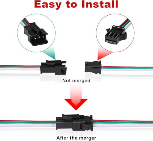 Image of 10 PAIRS JST SM 3 Pin Plug Male and Female Connector Adapter with Electrical Cable Wire for LED Light
