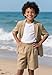 KEYWANTS Boy's Black Short 3 Pieces Set Beach Outfits Button Down Shirts Vest Shorts Summer Vacation Texture Sets for Kids Size 10