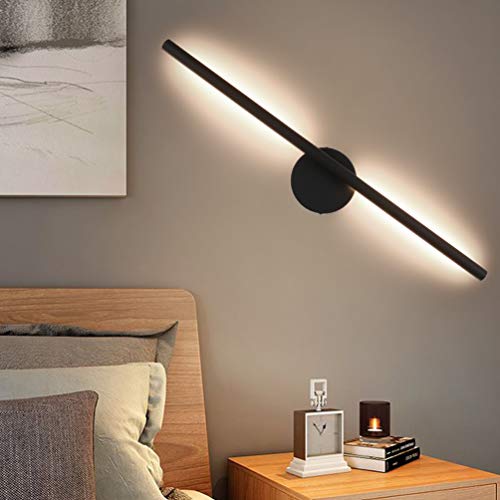 Aipsun 28in Modern Black Wall Sconce Rotatable 360° LED Black Wall Light Fixtures for Bedroom Living Room Hotel Hallway Corridor Warm White 3000K