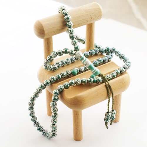 MIACIA 8mm Tasbih Islamic Prayer Beads Muslim Islam Misbaha Tasbeeh Sibha 99 Beads Necklace Hand Bracelets (Green)