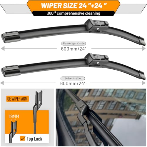 Image of OEM Windshield Wiper Blade Replacement for Toyota Tundra Sequoia | Fits Tundra 2022-2025 &Sequoia 2023-2025, 24 inch+24 inch, 2-pack, OEM quality, all-season performance, easy install