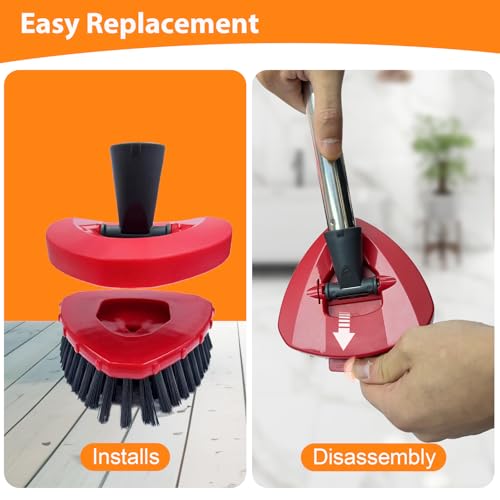 Image of Fatmass 4 Pack Upgraded Spin Mop Replace Scrub Mop Brush Compatible with O Cedar 2 Tank RinseClean, Great for Kitchen, Deck, Bathroom and Shower Floor Scrubber