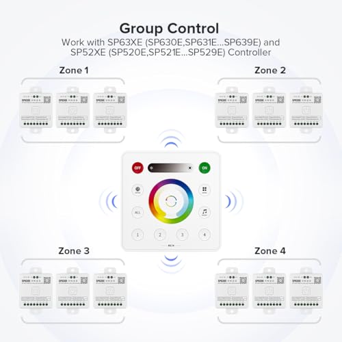Image of BTF-LIGHTING RC4 RF Wireless LED Dimmer Remote | Sensitive Touch Slide Panel, Wall-Mountable for COB SMD PWM or SPI RGBCCT LED Strip Control Work with SP530E, SP630E