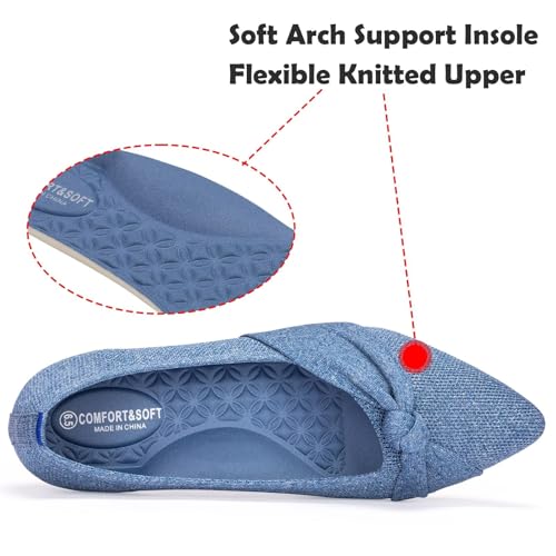 Image of Frank Mully Womens Pointed Toe Flats Knit Dress Shoes Comfort Women Shoes Softable