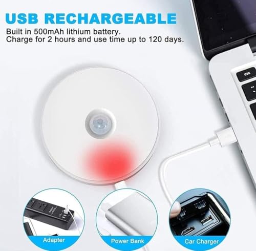Image of LEPOWER Motion Sensor Light for Home, USB Rechargeable Wireless LED Night Light, Self Adhesive Body Induction Lamp for Wardrobe, Cupboard, Stairs, Kitchen