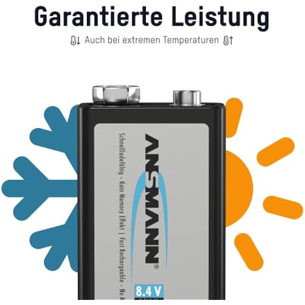 Аккумуляторы ANSMANN 9 В E-Block [упаковка из 2] 300 мАч NiMH предварительно заряженные аккумуляторы 9 В E-Block для раций, динамиков, микрофонов, мультиметров, радиоприемников, автомобилей с дистанционным управлением, игрушек