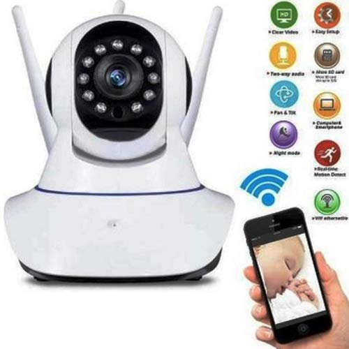 Câmera Ip 3 Antenas Wireless Sem Fio Onvif Wifi Hd Sensor Noturna Rotação App Smartphone