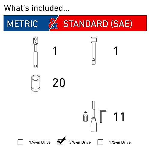 Image of CRAFTSMAN Mechanics Tool Set, SAE /Metric, 3 /8-Inch Drive, 32-Piece (CMMT12013)