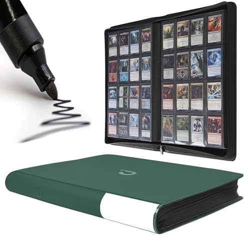 Image of Premium Card Binder 16 Pocket - Fits 1600 Cards,4X4 Ringless Card Album with Sleeves for Trading Cards & Sports Cards(Model C,Blackish Green)