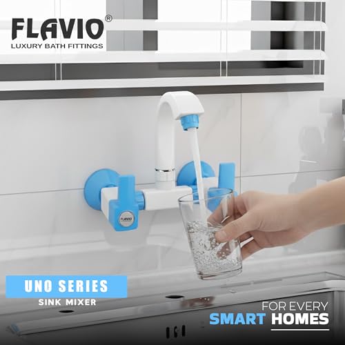 Image of Flavio Sink Mixer | Sink Mixer Tap Hot & Cold | Kitchen Mixer Tap | White Blue | UNO Series | 17 mm | 3 Year Warranty