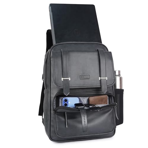 Image of SAULT Vegan Leather Casual 15.6 Inch Laptop Travel Business College Office Backpack for Men & Women