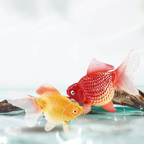 xowwyue 2 Stück Gefälschte Goldfische Künstliche Bewegliche Fische Plastikfischmodell Schwimmende Deko Aquarium Ornament Für Zuhause, Büro, Tank, Kollegen, Freunde 4,5x5 cm