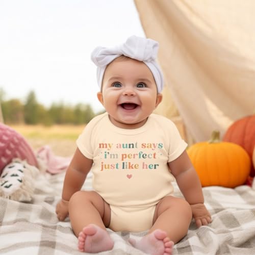Ritatte Newborn Baby Girl Boy Onesie Infant Auntie's Lil' Dude Bodysuit Romper Unisex Funny Cute Aunt One-Piece Clothes 0-18M2
