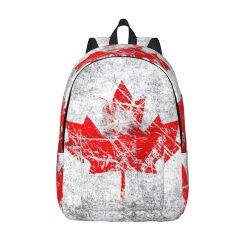 Sac à dos en toile WURTON imprimé drapeau du Canada pour randonnée