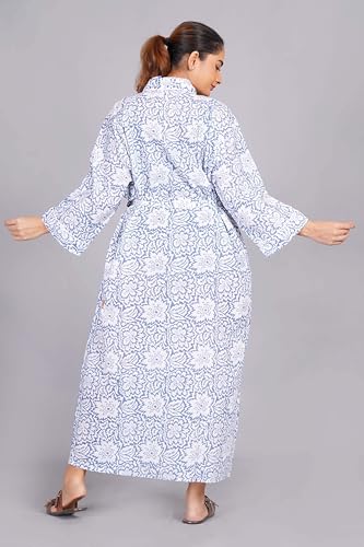 Image of Hand block print Cotton Kimono bikini cover up,Indian Hand block print Cotton Bath Robe,Swim Wear,Nighrwere Dressing Gown