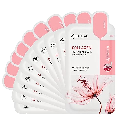 Mediheal Collagen Essential Face Mask 20 Masks, Best Korean Sheet Mask, Lifting and Firming For All Skin Types Value Sets