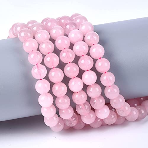 Image of 51pcs Natural Beads Round Gemstone Rose Quartz Beads Loose Beads 8 MM || Crystal Loose Gemstone Emerald Cut Pink Rose || Reiki || Feng Shui || गुलाबी स्फटिक