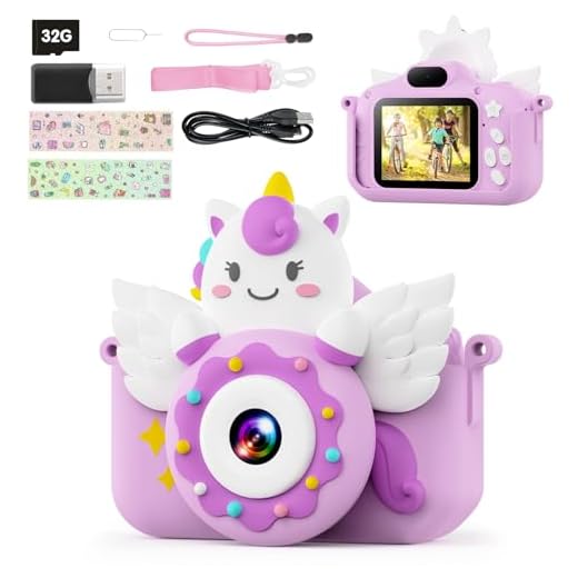 TIATUA Macchina Fotografica Bambini con 2.0 Pollici Schermo & 32G Card, Fotografica Bambini Video Camera,Fun Accessories Included,Gift for Girls Boy Age 3+