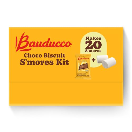 Image of Bauducco Choco Biscuit S'mores Kit - Individually Wrapped Packs with Chocolate Biscuits and Marshmallows for Easy S'mores Making,(20 Count) 16.9 Ounce (Pack of 8)