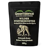 GreenValence Wilder Pfefferminztee geschnitten - Premium Wildsammlung aus Portugal - Handgeerntet & natürlich sonnengetrocknet - Reines Naturprodukt ohne Zusätze - Aromatischer Kräutertee (100 g)