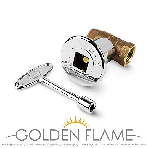 Golden Flame Gas Key Valve Kit -Manual Straight QTR Turn - Chrome