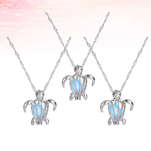 HEALLILY 3 Pcs Brilho MÃ¡gico No Escuro Colar Luminoso Tartaruga Vintage MedalhÃ£o Colar de Pingente