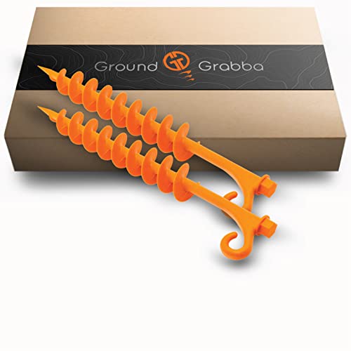 GROUNDGRABBA Lite Orange Tent Stakes, 2 Pack