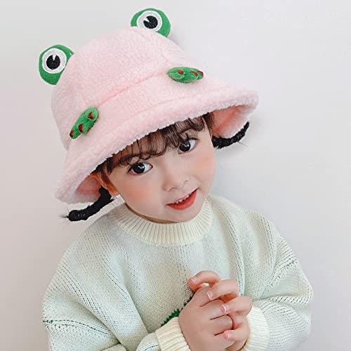 Kids Winter Bucket Hats w/Chin Strap 3-7yr Girls Boys Toddler Faux Fur Frog Cap2