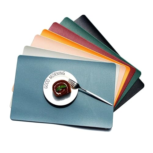 Tapis de repas en cuir noir solide antidérapant isolant imperméable dessous de verre - 3