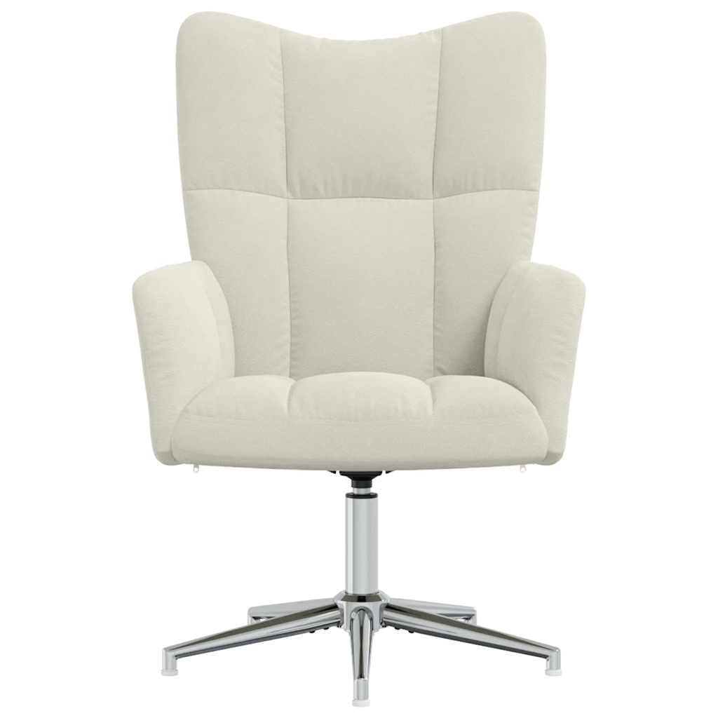 Sillón Relax, Terciopelo Blanco Crema, Sillón Giratorio con Marco de Acero, Cómodo Sillón de Lectura para Dormitorio, 62 x 68 x 91 cm