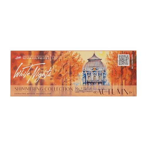 White Nights Nevskaya Palitra - Acuarelas brillantes de edición limitada profesional extrafinas para artistas, 8 recipientes de 2,5 ml (otoño)