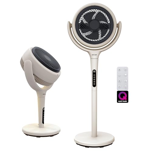 AirCraft Home, Lume Ultra Quiet Powerful Fan - Floor and Pedestal Standing Fan with 12h Timer & LED Backlight, Minimal Design, DC Motor - Cooling Fans for Bedroom, Adjustable Height