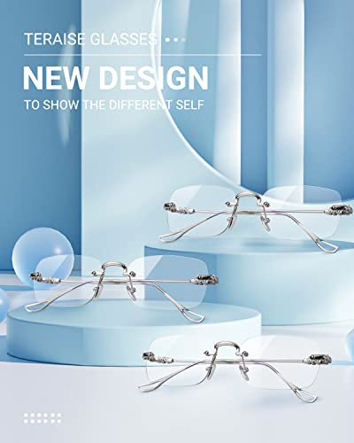Image of TERAISE Frameless Metal Reading Glasses for Men /Women Blue Light Blocking -Rimless Fashion Comfortable Computer Eyeglasses