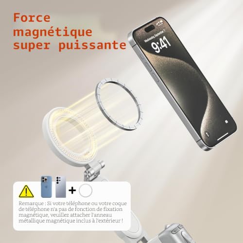 AMAZEAR Perche à Selfie magnétique trepied Smartphone - Trépied Blanc – vue 6