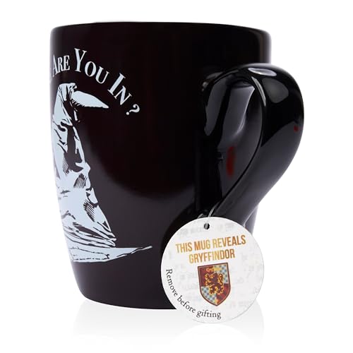 WOW! STUFF Harry Potter Sorting Hat Mug - Gryffindor | Heat Age 14+ Reveals The Hidden Hogwarts House | Thermal Pattern Change Black