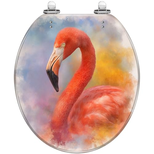 Round Toilet Seat Graceful Painting Bright Watercolors Golden Hour Glow