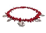 Collier Stabkoralle rot mit Edelstahl Fische Handarbeit Einzelstück
